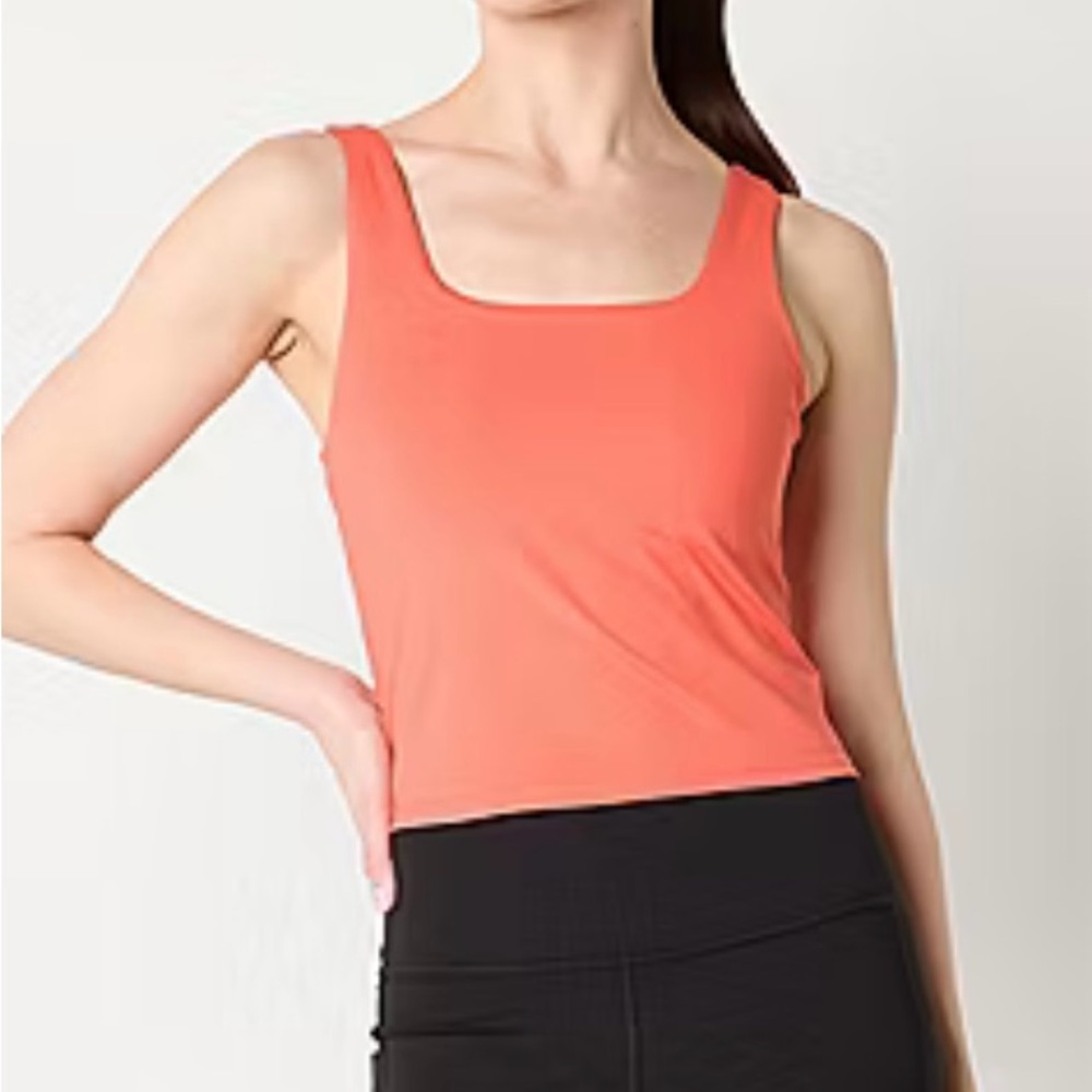 NWT Xersion Everultra-Lite Round Neck Long Line top, Miami peach, XL.